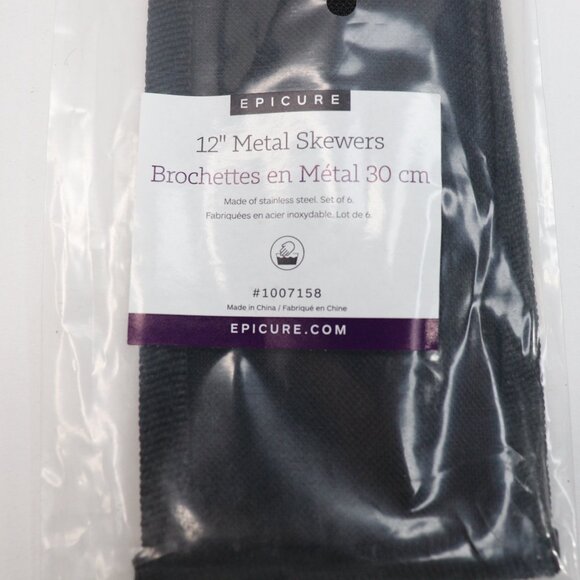 Epicure 15" Metal Grilling Skewers Set of 6 Stainless Steel with Sleeve New - Picture 12 of 15